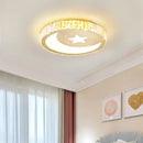 Modern gold crystal led ceiling light bedroom moon and star design