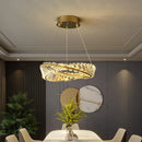 Modern gold crystal led chandelier dining room double ring pendant