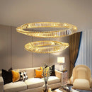 Modern gold crystal led chandelier dining room double ring pendant