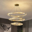 Modern gold crystal led chandelier dining room double ring pendant
