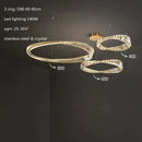 Modern gold crystal led chandelier dining room double ring pendant