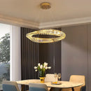 Modern gold crystal led chandelier dining room double ring pendant