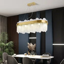 Modern gold crystal led chandelier living room frosted glass petals