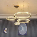 Modern gold crystal led chandelier rings for villa staircase