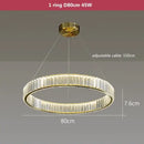 Modern gold crystal led chandelier rings for villa staircase