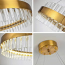 Modern gold crystal led circle pendant – living room chandelier