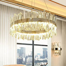 Modern gold crystal led pendant chandelier for dining room