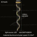 Modern gold crystal led pendant chandelier living room light