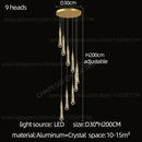 Modern gold crystal led pendant chandelier living room light