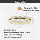 Modern gold crystal led ring chandelier dining room lighting fixture