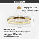 Modern gold crystal led ring chandelier dining room lighting fixture