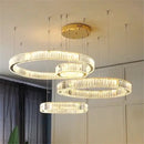 Modern gold crystal led ring chandelier stairwell pendant light