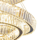 Modern gold crystal led ring chandelier stairwell pendant light