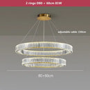 Modern gold crystal led ring chandelier stairwell pendant light