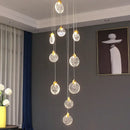 Modern gold crystal led stair slinglight living room pendant light