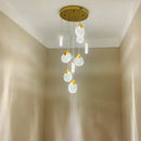 Modern gold crystal led stair slinglight living room pendant light
