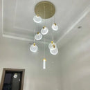 Modern gold crystal led stair slinglight living room pendant light
