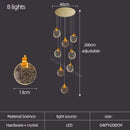 Modern gold crystal led stair slinglight living room pendant light