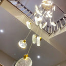Modern gold crystal led stair slinglight living room pendant light
