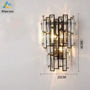 Modern gold crystal led wall lamp bedroom geometric sconce