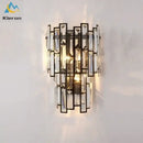 Modern gold crystal led wall lamp bedroom geometric sconce