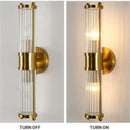 Modern gold crystal led wall lamp bedroom glass rod sconce