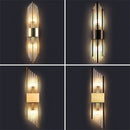 Modern gold crystal led wall lamp bedroom sconce