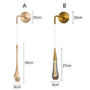 Modern gold crystal led wall lamp bedroom teardrop sconce