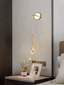Modern gold crystal led wall lamp bedroom teardrop sconce