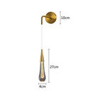 Modern gold crystal led wall lamp bedroom teardrop sconce