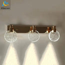 Modern gold crystal led wall lamp for bathroom three globe light
