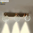 Modern gold crystal led wall lamp for bathroom three globe light
