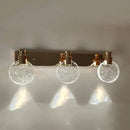 Modern gold crystal led wall lamp for bathroom three globe light
