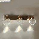Modern gold crystal led wall lamp for bathroom three globe light