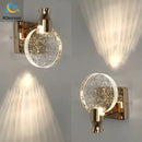 Modern gold crystal led wall lamp for bathroom three globe light