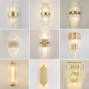 Modern gold crystal led wall lamps bedroom cascading sconce light