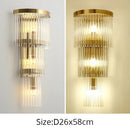 Modern gold crystal led wall lamps bedroom cascading sconce light