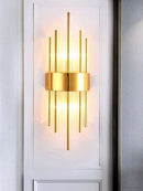 Modern gold crystal led wall lamps bedroom cascading sconce light