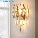 Modern gold crystal led wall light living room glass sconce