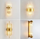 Modern gold crystal led wall sconce bedroom glass rod light