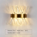 Modern gold crystal led wall sconce bedroom glass rod light