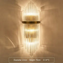 Modern gold crystal led wall sconce bedroom glass rod light