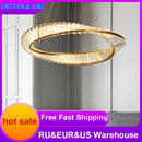 Modern gold crystal möbius strip pendant chandelier dining room