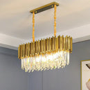 Modern gold crystal oval ceiling chandelier living room lighting