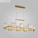 Modern gold crystal oval ceiling pendant lamp dining room 8 bulbs