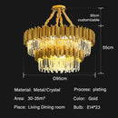 Modern gold crystal oval round chandelier dining room light