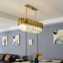 Modern gold crystal oval round chandelier dining room light