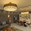 Modern gold crystal oval round chandelier dining room light