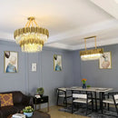 Modern gold crystal oval round chandelier dining room light