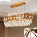 DecorBites™ Modern Gold Crystal Rod Island Pendant Light - 10 Heads, Oval Suspension Design